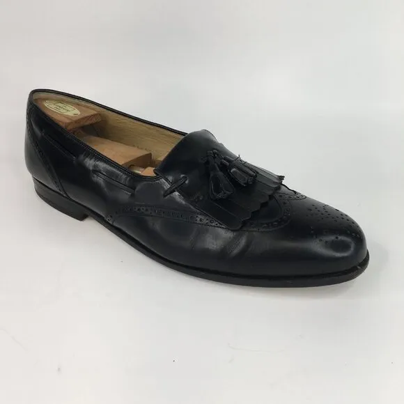 Mezlan Antonio Black Leather Tassel Wingtip Loafers Size 11.5M