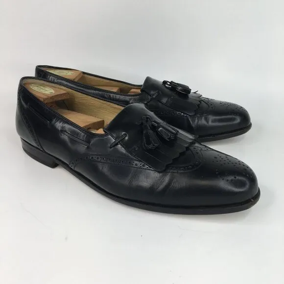 Mezlan Antonio Black Leather Tassel Wingtip Loafers Size 11.5M