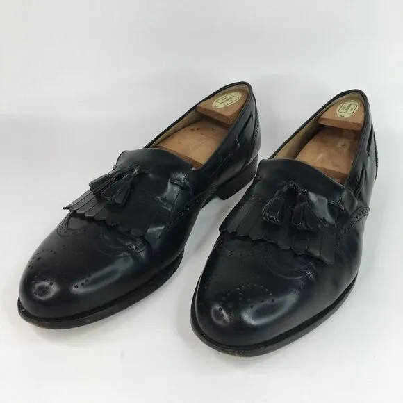 Mezlan Antonio Black Leather Tassel Wingtip Loafers Size 11.5M