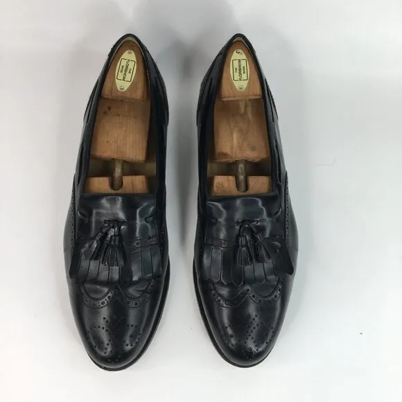 Mezlan Antonio Black Leather Tassel Wingtip Loafers Size 11.5M