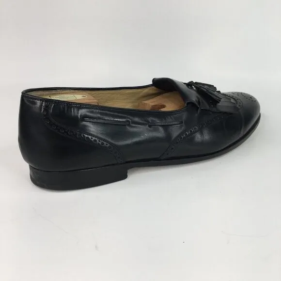 Mezlan Antonio Black Leather Tassel Wingtip Loafers Size 11.5M