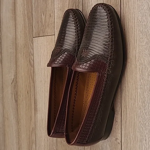 MEZLAN Genuine Lizard Dark Brown Sz 11 M Mens‎ Abstract Loafers Shoes w/ BOX!