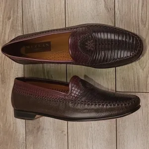 MEZLAN Genuine Lizard Dark Brown Sz 11 M Mens‎ Abstract Loafers Shoes w/ BOX!