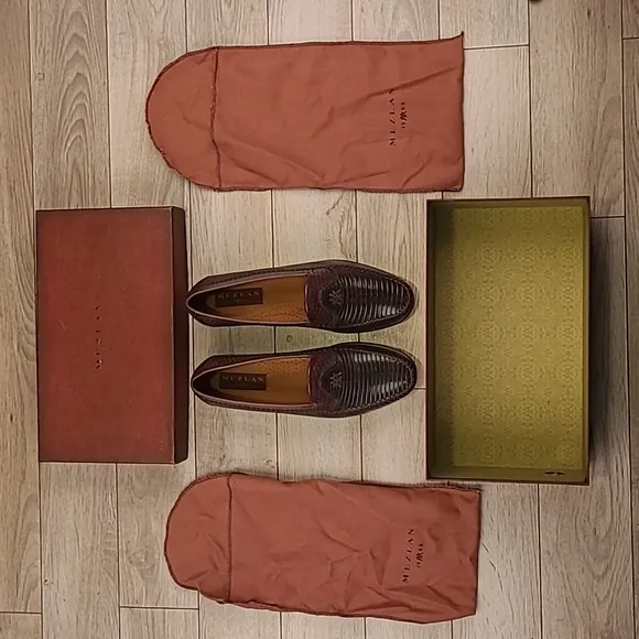 MEZLAN Genuine Lizard Dark Brown Sz 11 M Mens‎ Abstract Loafers Shoes w/ BOX!
