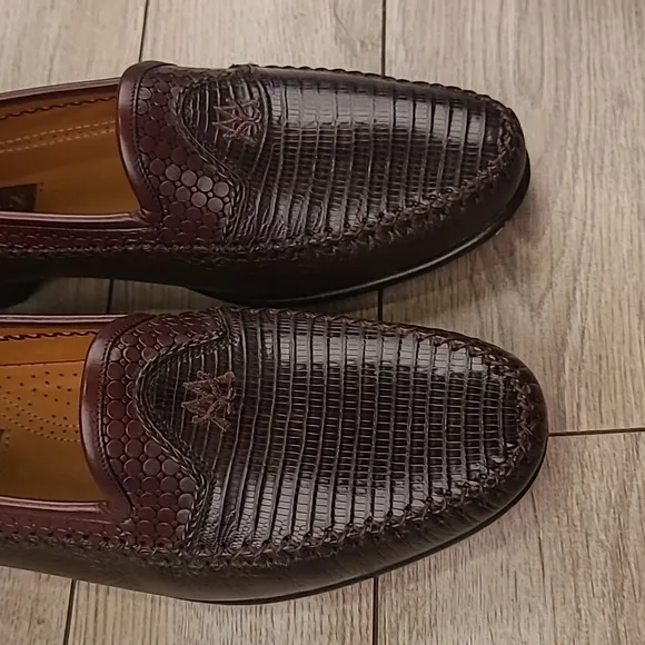 MEZLAN Genuine Lizard Dark Brown Sz 11 M Mens‎ Abstract Loafers Shoes w/ BOX!