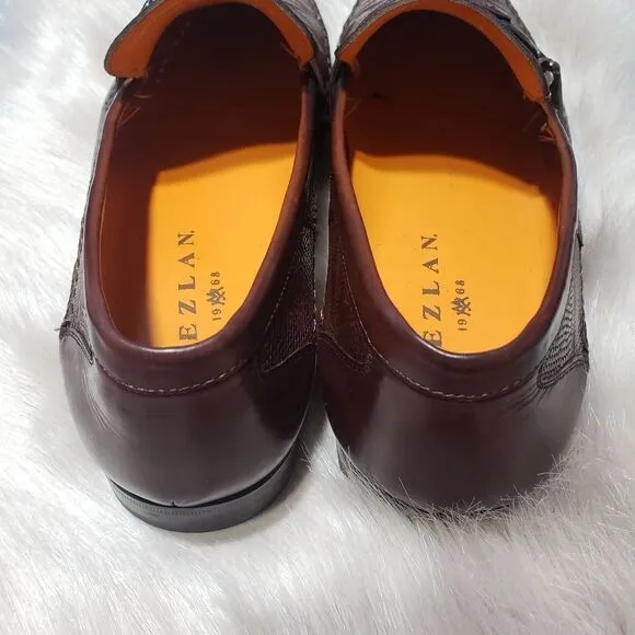 MEZLAN Solid Brown Leather Geniune Lizard skin Men