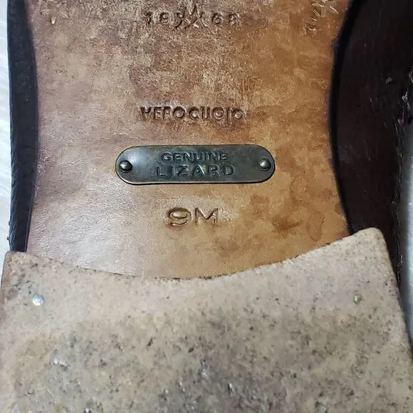 MEZLAN Solid Brown Leather Geniune Lizard skin Men
