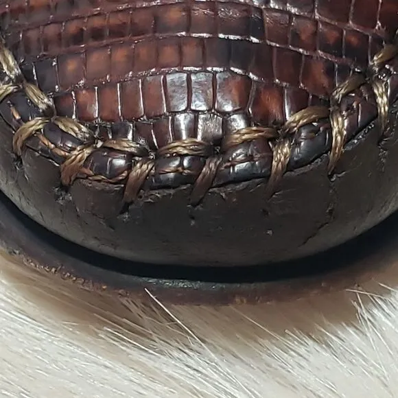 MEZLAN Solid Brown Leather Geniune Lizard skin Men