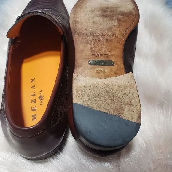 MEZLAN Solid Brown Leather Geniune Lizard skin Men