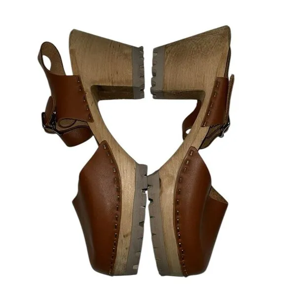 Mia Leather/Wood Tan/Brown  Mule shoes(Size 41)