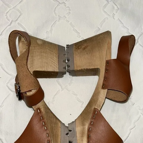 Mia Leather/Wood Tan/Brown  Mule shoes(Size 41)