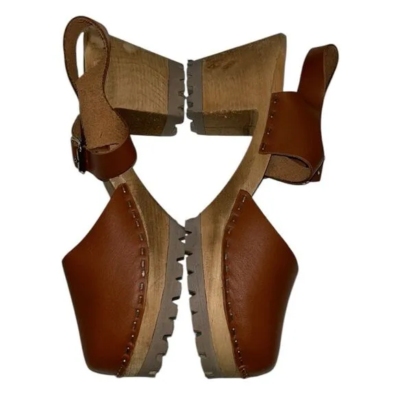 Mia Leather/Wood Tan/Brown  Mule shoes(Size 41)