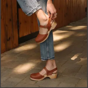 Mia Leather/Wood Tan/Brown  Mule shoes(Size 41)
