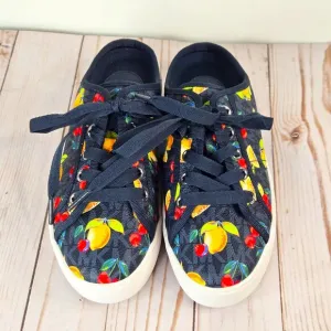 Michael Kors Poppy Slip-On Sneakers 6.5M Tropical Print MK Logo Canvas pristine!