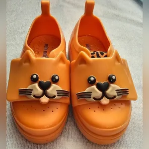 MINI MELISSA Jelly Pop Safari Shoes Orange &amp; Black Velcro Toddler Girl's Size 8