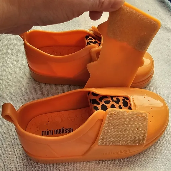 MINI MELISSA Jelly Pop Safari Shoes Orange &amp; Black Velcro Toddler Girl's Size 8