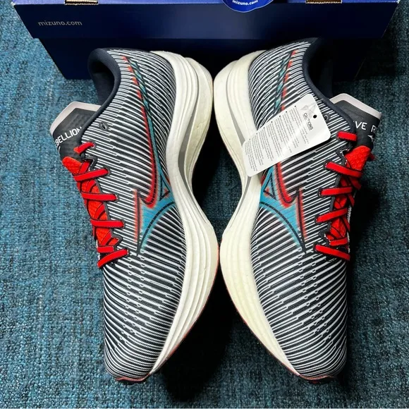 Mizuno Wave Rebellion Running Shoes in India Ink Scuba Blue