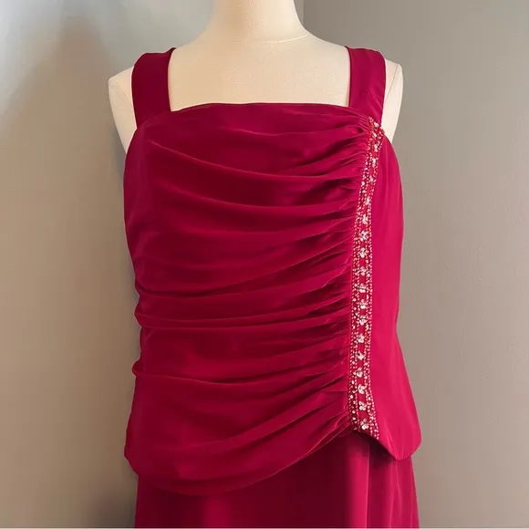 Modern Maids Mary's Bridal Size 20 Fancy Embellished Magenta Ruched Gown