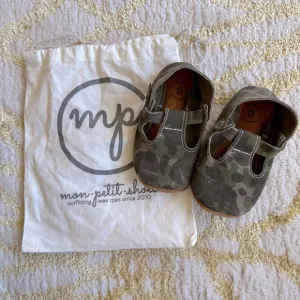 Mon Petit CAMO Camouflage Size 6 T-Strap MPs‎ Leather Baby Handmade Shoes