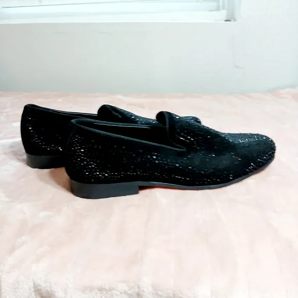 Moretti Black Label Black Textured Slip-On Loafers Size 12EEE