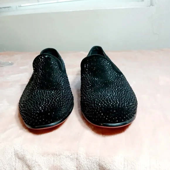 Moretti Black Label Black Textured Slip-On Loafers Size 12EEE