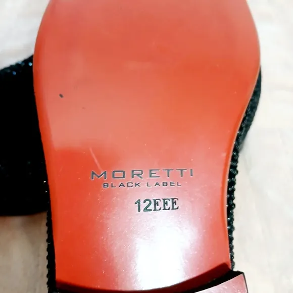 Moretti Black Label Black Textured Slip-On Loafers Size 12EEE
