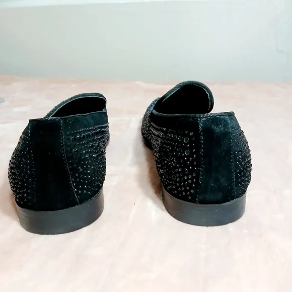 Moretti Black Label Black Textured Slip-On Loafers Size 12EEE