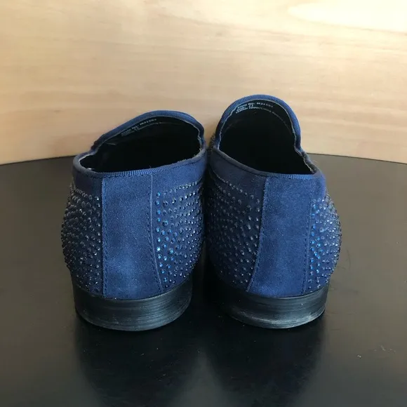 Moretti Black Label Blue Rhinestone Loafer Shoes men’s size 11