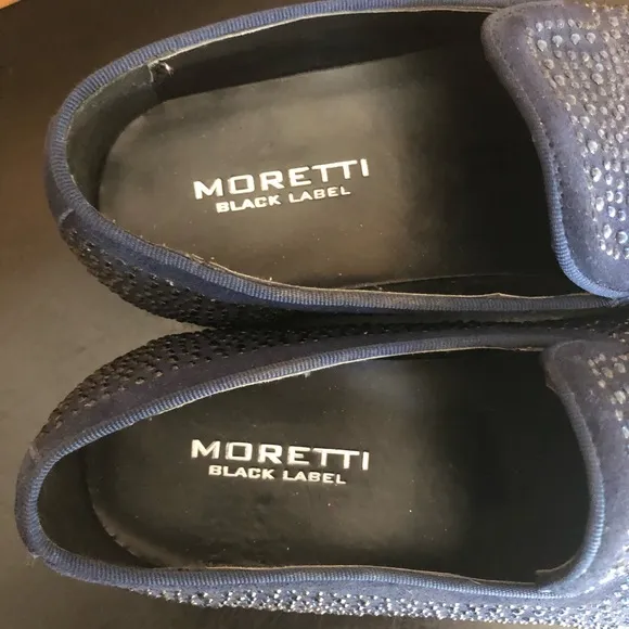 Moretti Black Label Blue Rhinestone Loafer Shoes men’s size 11