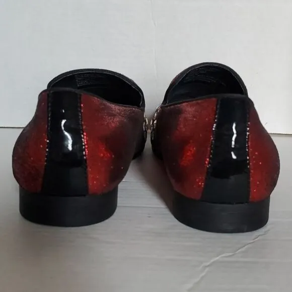 Moretti Black Label Men's Shoes Red Embellished Loafers Slip On Christo SIZE 10