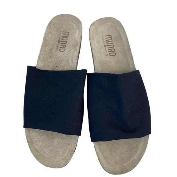 Munro Jody Women's Shoes Black 9.5 narrow walking wedge slip on sandal NEW