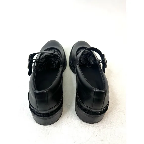 nae Vegan Shoes Women's Emisa Loafer in Apple Skin Black w/ Strap Buckle Sz 9.5