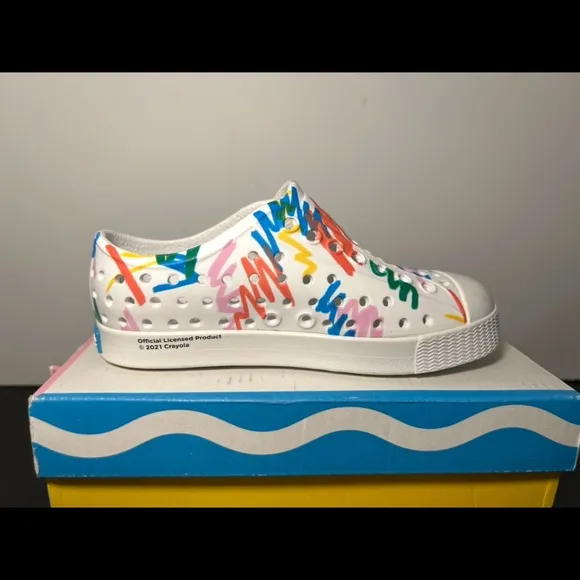 Native x Crayola Jefferson Print Scribble Multicolor Slip On WP Shoes Toddler C9
