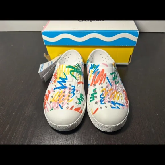 Native x Crayola Jefferson Print Scribble Multicolor Slip On WP Shoes Toddler C9