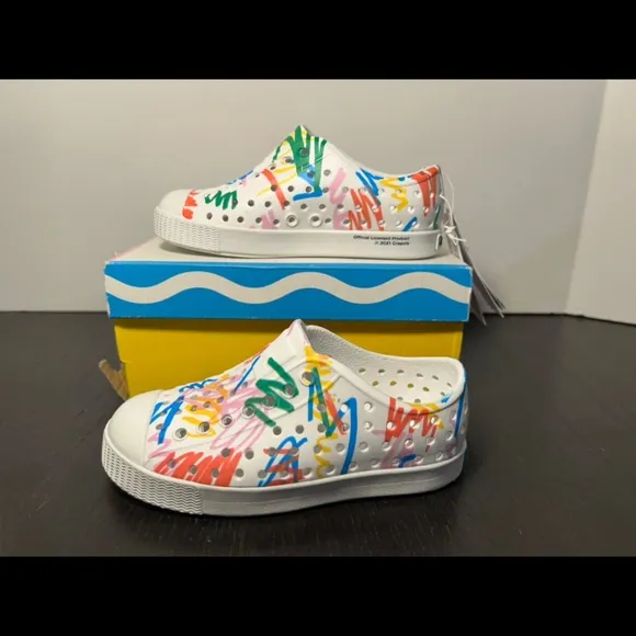 Native x Crayola Jefferson Print Scribble Multicolor Slip On WP Shoes Toddler C9