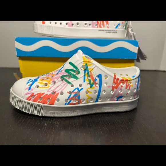 Native x Crayola Jefferson Print Scribble Multicolor Slip On WP Shoes Toddler C9