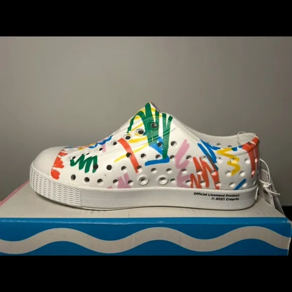 Native x Crayola Jefferson Print Scribble Multicolor Slip On WP Shoes Toddler C9