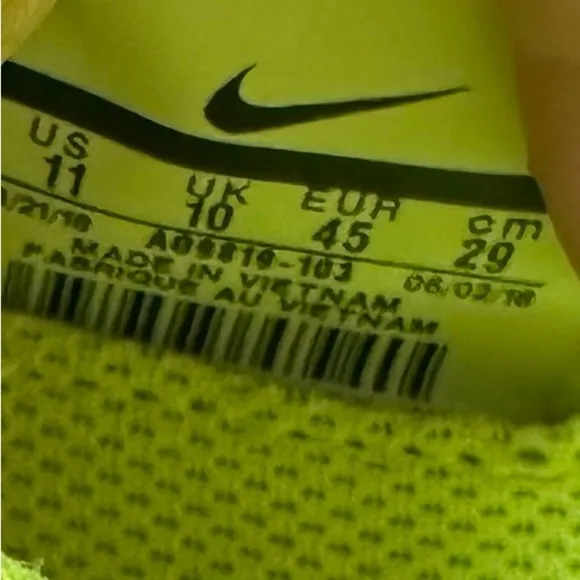 Neon Yellow and White Athletic Shoes Nike size 11 pre owned good condition