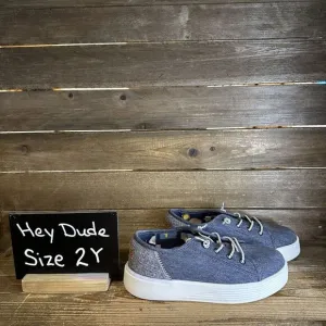 New $45 Big Kids Hey Dude Cody Youth Craft‎ Navy Comfort Shoes Size 2 Y
