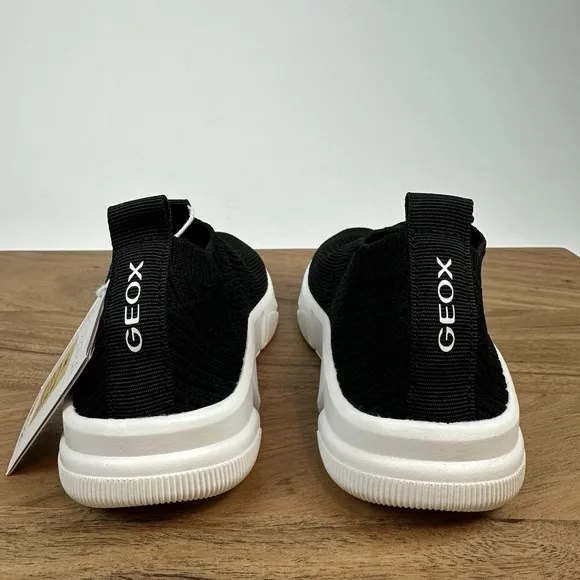 New $60 Little Kids Geox Black Comfort Sneakers Aril Slipon Shoes Size 11 C