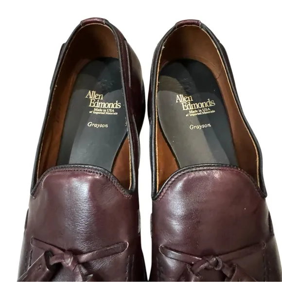New Allen Edmonds Grayson Merlot Leather Slip-on Tassel Dress Shoes Loafers 10