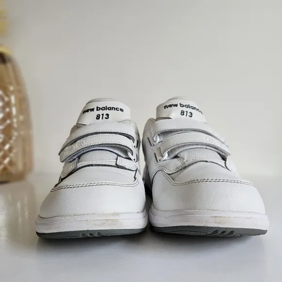New Balance Leather Men's 813 V1 Hook Loop Walking Shoe White Sneakers Size 9.5