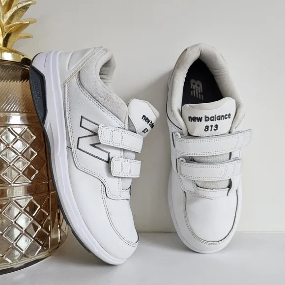 New Balance Leather Men's 813 V1 Hook Loop Walking Shoe White Sneakers Size 9.5