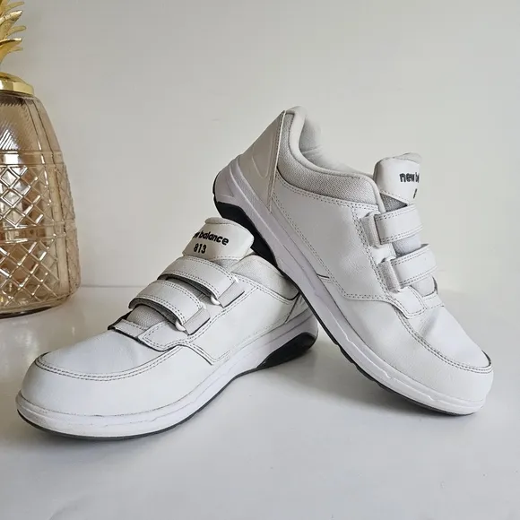 New Balance Leather Men's 813 V1 Hook Loop Walking Shoe White Sneakers Size 9.5