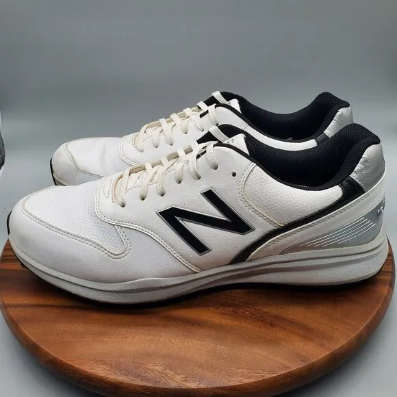 New Balance Sweeper Golf Shoes Men 15 D White Leather Waterproof Spiked Sneakers