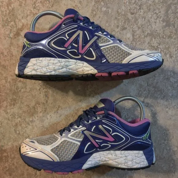 New Balance Womens 7 B 860 V6 W860WP6 Running Shoes Sneakers White Purple