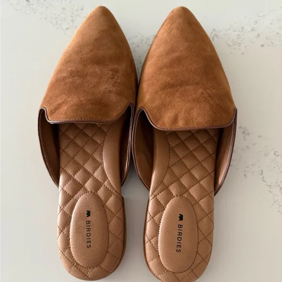 New Birdies Women's Tan Suede Slip-On Shoes - Size 12