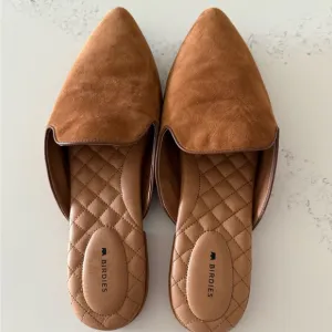 New Birdies Women's Tan Suede Slip-On Shoes - Size 12