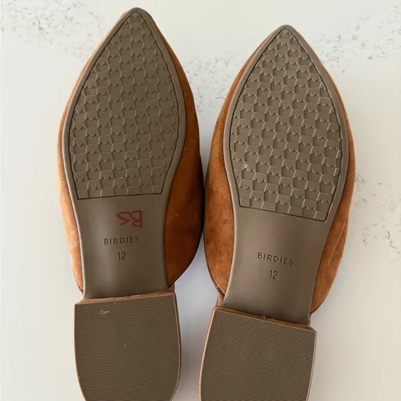 New Birdies Women's Tan Suede Slip-On Shoes - Size 12