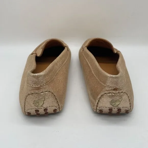 New Bobbies Paris Gold Driving Loafers Shoe Womens 40 US 9.5 Tassel Office Work